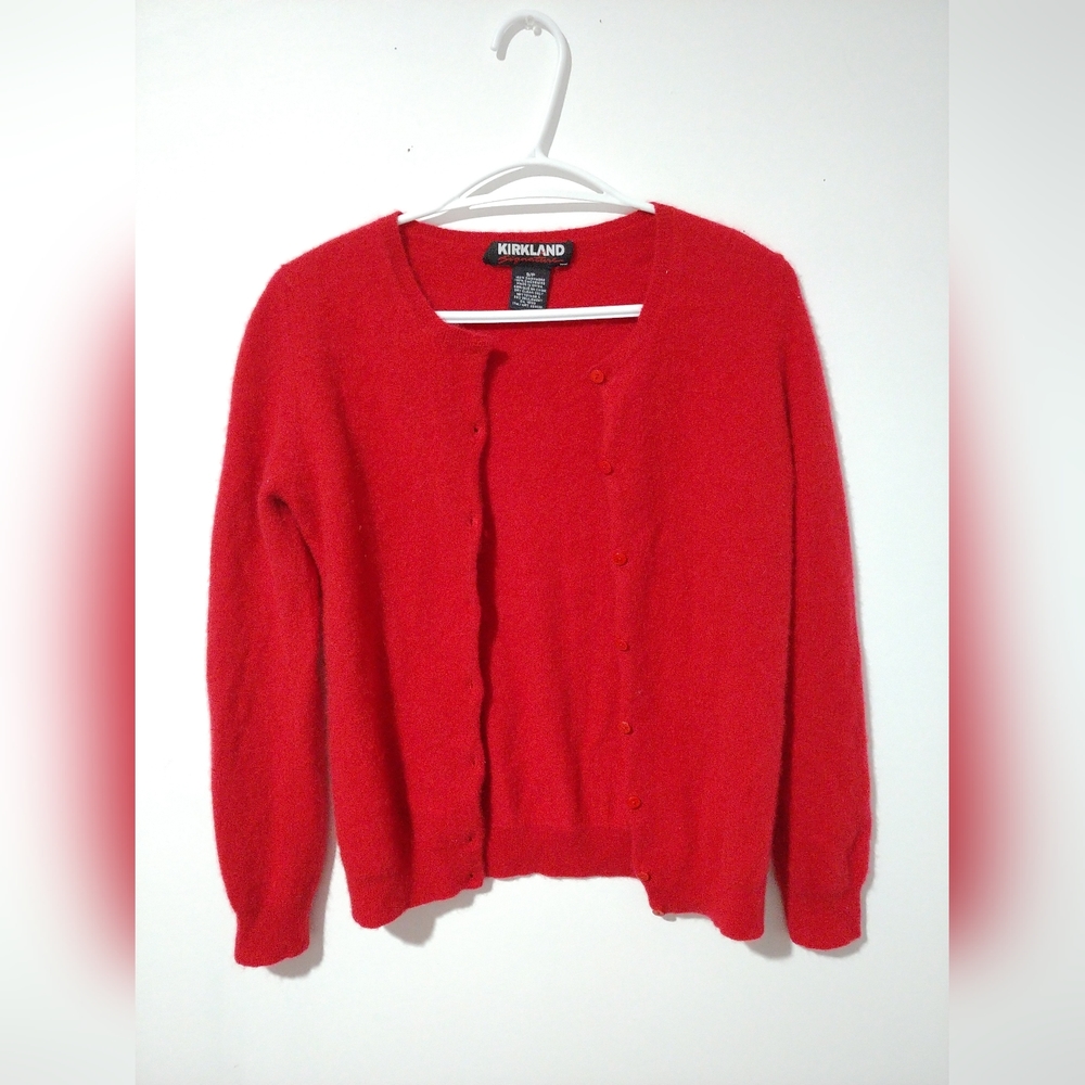 Kirkland Signature Red Cashmere Cardigan Sweater With Buttons